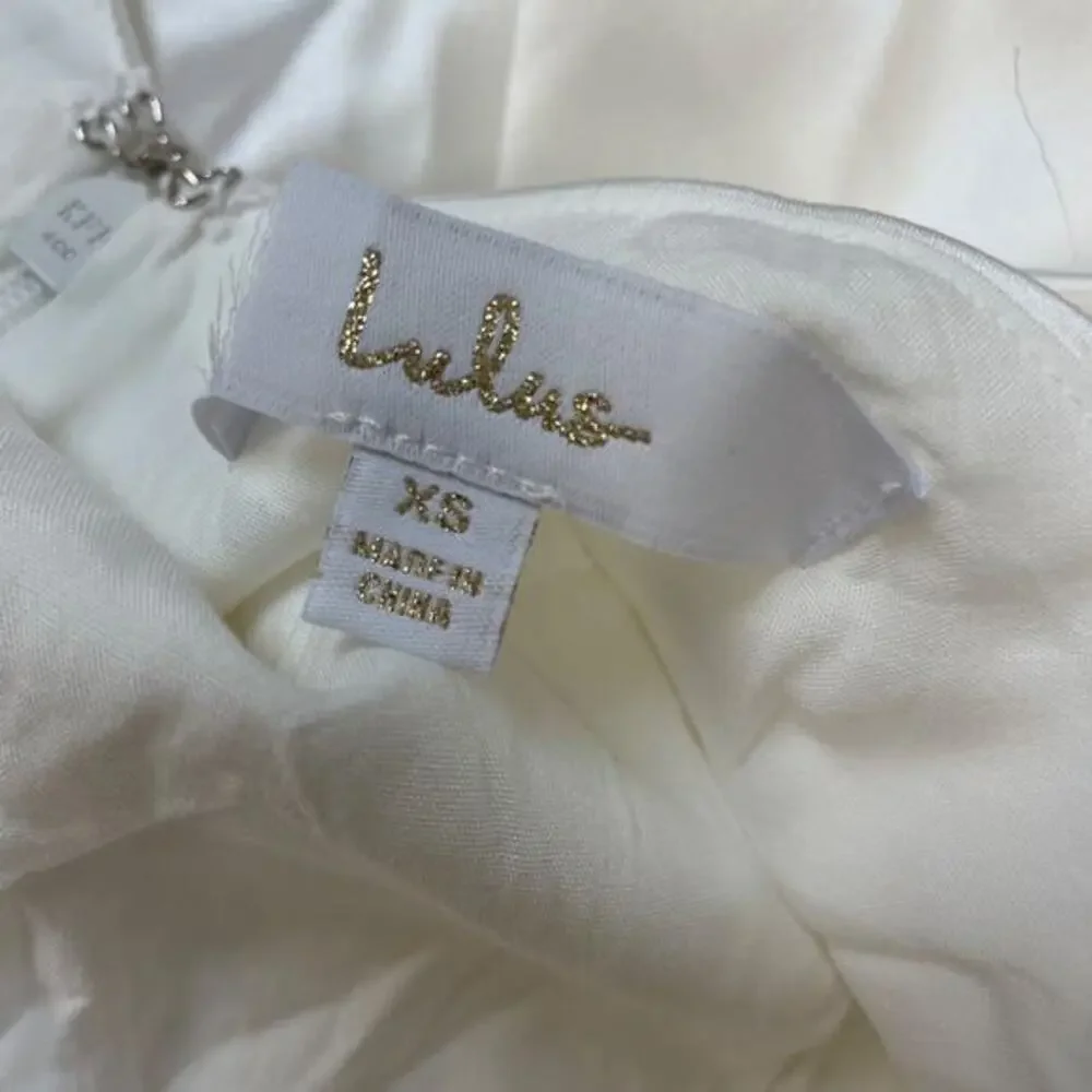 Lulus‎ Women's Luxe Destiny White Satin Backless Halter Mermaid Maxi Dress XL
